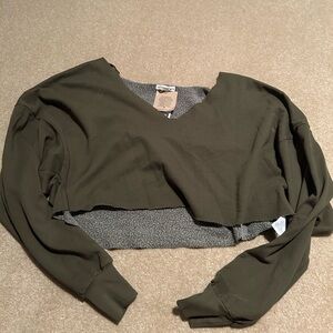 Urban Outfitters Off The Shoulder Oversizes Cropped Sweater in Army Green